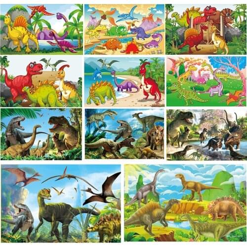 New Cartoon Attractive Dinosaur Egg Printed Wooden Puzzle Toys For Children Learning Education Jigsaw Puzzle Kids Gift Brinquedo