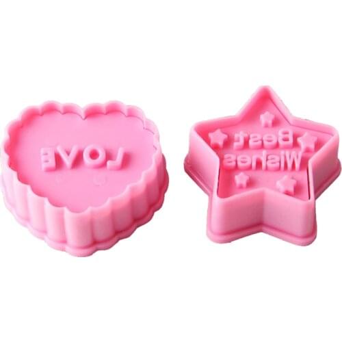 Star and Heart Cookie Cutter Plastic Biscuit Knife Baking Fruit Cake Kitchen Tools Mold Embossing Printing