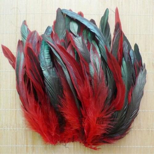 Wholesale red 100pcs/lot Rooster feathers 12.5-20cm/ 5-8''，DIY