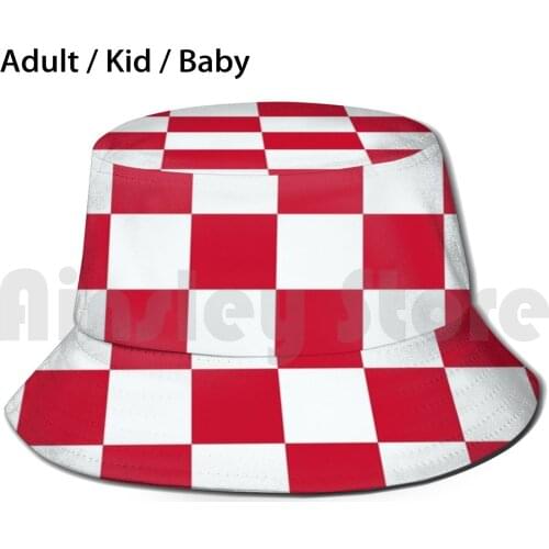 Red And White Checkered Bucket Hat Adult kid baby Beach Sun Hats Klopp Euro Leagues Anfield Ynwa