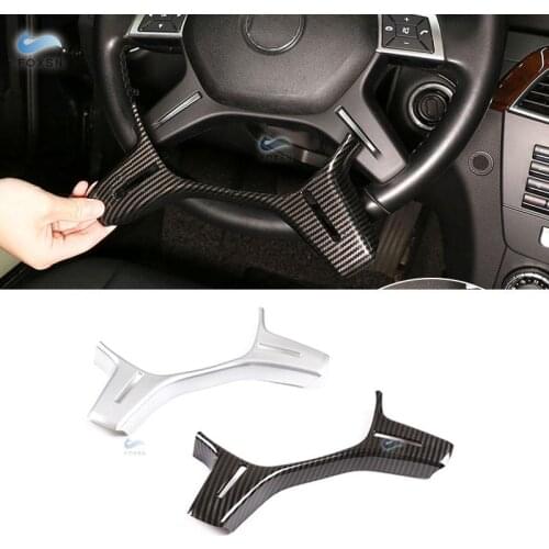 For Mercedes Benz C Class W204 2011 2012 2013 Car Carbon Fiber texture Steering Wheel Panel Frame Cover Trim