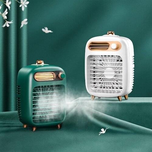 Mini USB Portable Air Cooler Fan Air Conditioner Light Desktop Air Cooling Fan Humidifier for Office Bedroom