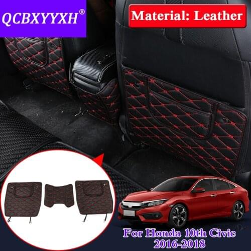 QCBXYYXH Car Armrest Cover Kick Pad Case Back Seat Protection Mat Children Anti-Kick Pad For Honda 10th Civic 2016-2018