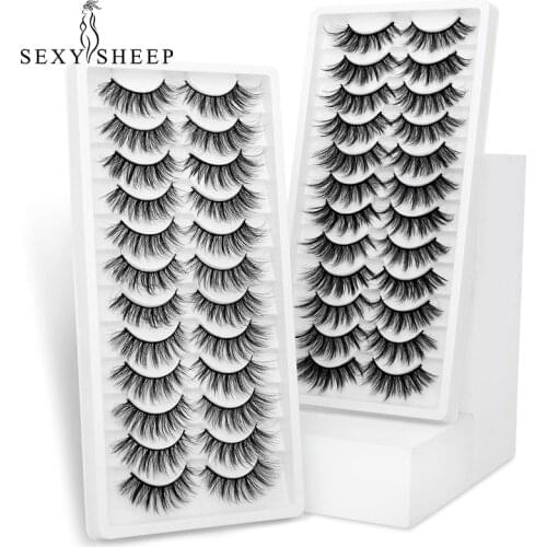 SEXYSHEEP 8/12 Pairs 3d Mink Lashes Natural Mink Lashes Extension Handmade Soft Fake Eye Lashes Thick Eye Makeup Beauty