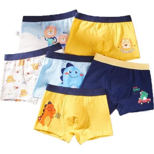 4pcs/Lot 2-14Y Boys Boxer Briefs Kids Cotton Underwear Children Underpants Teenager Cartoon Print Soft Panties For Boys
