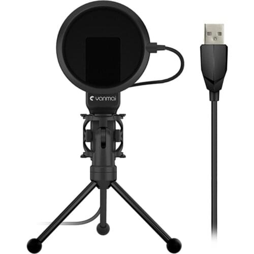 USB Microphone W Stand Tripod Audio Recording For Computer PC Phone Desktop