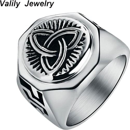 Valily Mens Vintage Irish Knot Ring Geometric Nordise Viking Ring Jewelry Stainless Steel Solid Silver Rings Drop Shipping
