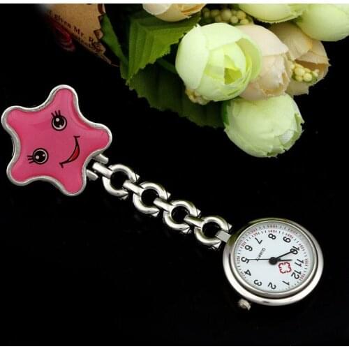 Vintage Nurse Clip-on Fob Brooch Pendant Hanging watch Star Pocket Watch New Man Woman necklace clock Jewelry gift Hot sell Q