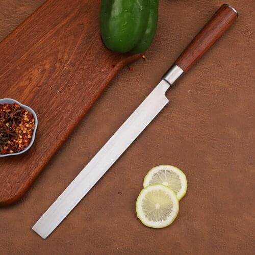 Japanese Sushi 9 Inch 5Cr13mov Stainless Steel Blade Wooden Handle Fruit Watermelon Pepsin And Fish Class EDC Tool Knife