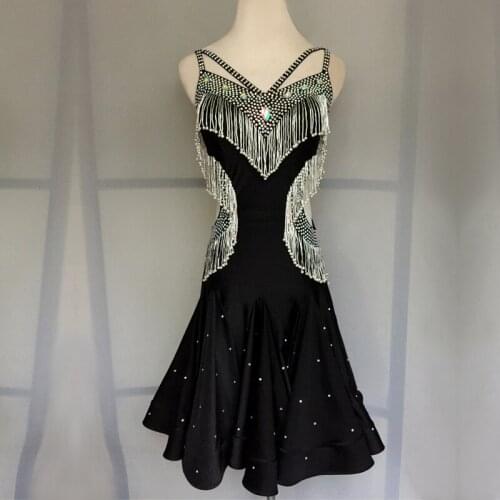 Standard Latin Dance Skirt 2021 Women Royal Blue Rumba Dancing Dress Advanced Customization Samba Latin Competition Dance Skirt