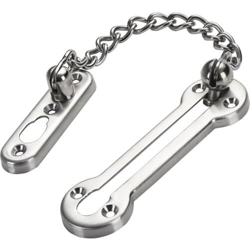Security Door Guard, Steel Chain Type, Heavy Duty Door Chain Lock Door Latch with Screws, for Home Hotel, Brushed Silver
