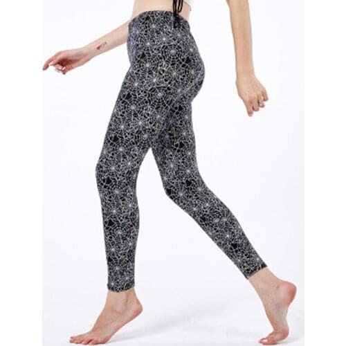 Women Leggings No Transparent Spider web Print Leisure Leggings Exercise Fitness soft elasticity Push Up Female Pants