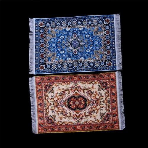 1PCS 10*15cm 1:12 Dollhouse Miniature Embroidered Carpet Woven Floral Rug Floor Coverings Gifts Decoration Craft Figurines Toys