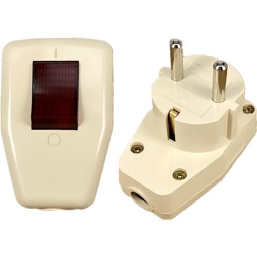 1PCS Germany Schuko Rewireable Power Plug Wih on-off Power Swtich 250V 10A EU CEE 7/7 Standard Adapter Receptacle Connector