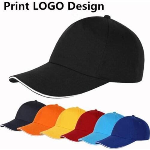 100PCS/LOT Cotton Party Gift Cap Free Custom Logo Design AD Promotional Gift DIY Cap Transfer Screen Embroidery Free