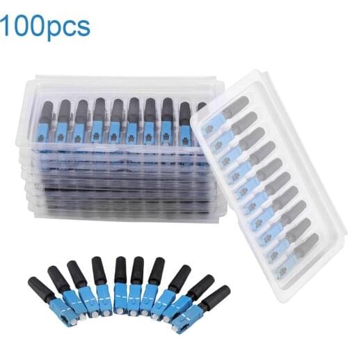 100pcs Embedded SC Optic Fiber Quick Fast Connector Adapter for FTTH optical-fiber local area network optical fiber instrument