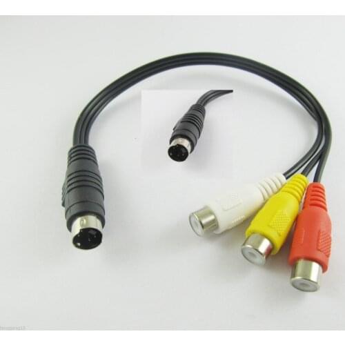 2pcs 4 Pin S-video Male Plug To 3 RCA Female Jack Video TV Laptop Adapter Cable 27cm