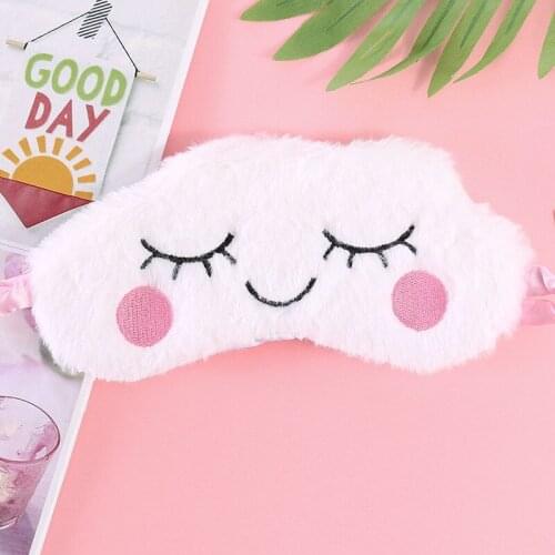 2Pcs Super Soft Plush Eye Masks Cute Cartoon Cloud Eyepatch Nature Sleeping Eyeshade Cover Portable Blindfold For Men Women