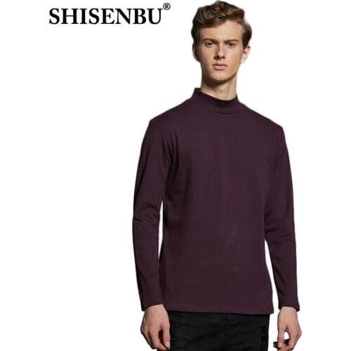 2019 fashion brand winter sweatshirts men high collar bottoming shirt Slong sleeve 95% cotton mens tshirt casual basic Tee XXXXL