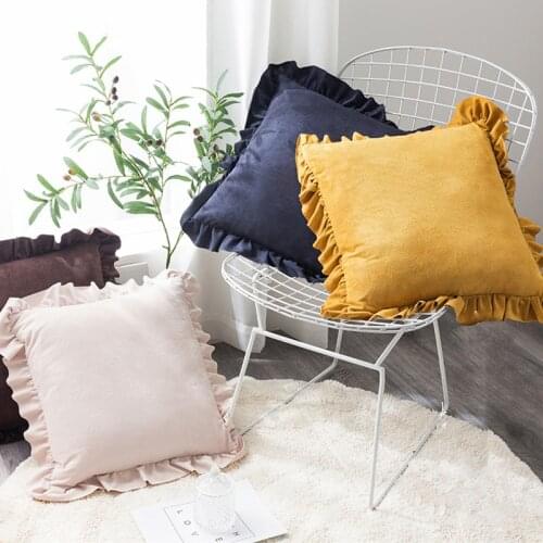 45x45cm Velvet Flounce Frill Pillowcases Sofa Waist Throw Pillow Covers For Home Living Room Decorative Cushion Covers