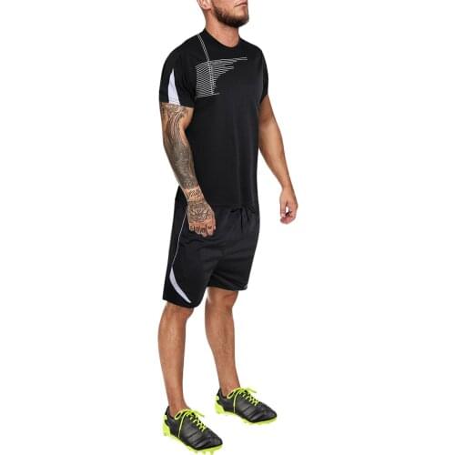 52# Mens Summer Sports Suit Mens Quick Drying Suit Running Gradual Breathable Quick-dry Outdoor Sports Training Football Set