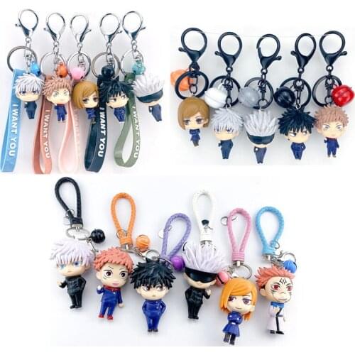 6pcs Disney Anime Jujutsu Kaisen Keychain Ltadori Yuji Gojo Satoru Kugisaki Nobara Fushiguro Megumi Keyring Birthday Gift Toys