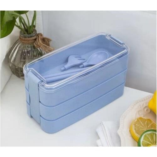 900ml 3 Layers Bento Box Eco-Friendly Lunch Box Food Container Wheat Straw Material Microwavable Dinnerware Lunchbox