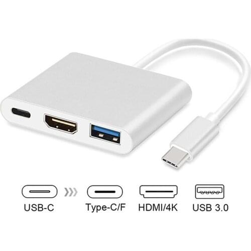 USB-C to 4K HDMI Adapter USB C to USB3.0 Port 3 in 1 Type C Converter for MacBook Pro Samsung S8 S9 Pixel Huawei Mate10