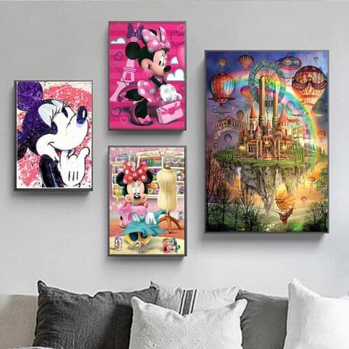 5D DIY Diamond Painting Disney Cute Anime Mickey Mouse Life Full Square Rhinestone Embroidery Art Picture Mosaic Home Decoration