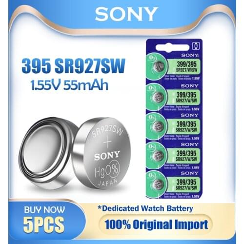5PCS Sony 395 399 AG7 SR927SW SR927W SR927 LR927 LR927W For Pedometer Scale Watch Battery 1.55V Silver Oxide Button Coin Cell