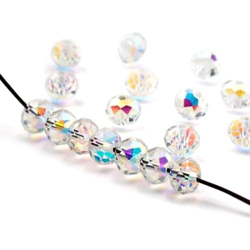 High Quality 4/6/8mm Faceted Rondelle Austria Beads Crystal Glass Round Beads Crystal Loose Beads For Bracelet Necklace Making