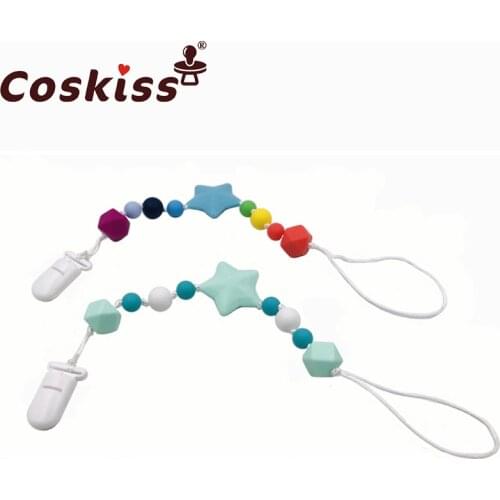 Baby Teether Pacifier Chain Organic Teether Natural Teething Grasping Toy Silicone Beads Toddler Teether Newborn DIY Baby Gift