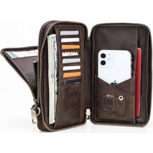 Mens Crossbody Bag Business Cowhide Mens Wallet Single Shoulder Bag Large Capacity Mens Mobile Phone Wallet Mens Wallet