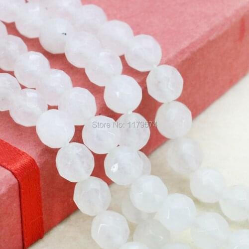 Elegant White Emerald Jasper loose beads Round Jade Howlite DIY Faceted Stones 15inch Jewelry making 15inch wholesale 8mm