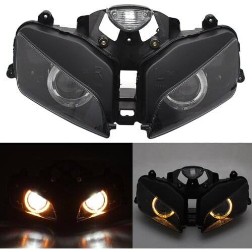 Motorcycle Headlight Assembly For Honda F5 CBR600RR 03-06 Xenon HID Projector Headlamp LED Yellow Angel Eyes DRL High Low Beam