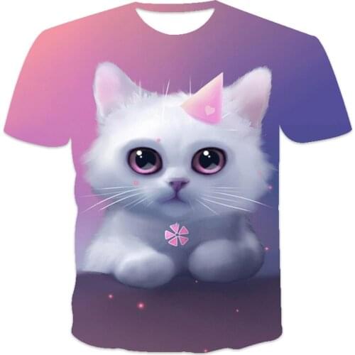 Mens Summer 3d-printed Cat T-shirt Hip Hop Style Large T-shirt Cross Style O Collar Short Sleeve Mens Clothing Xxs-6xl