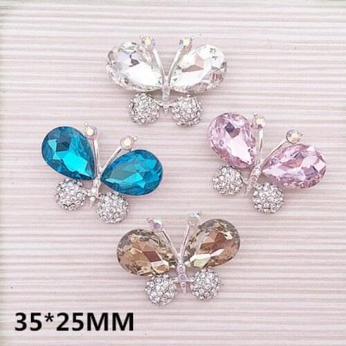 Hot Sale wholesale 10pcs/lot 35*25mm Diamond button rhinestone appliques Crystal DIY hair decoration Accessories YF96