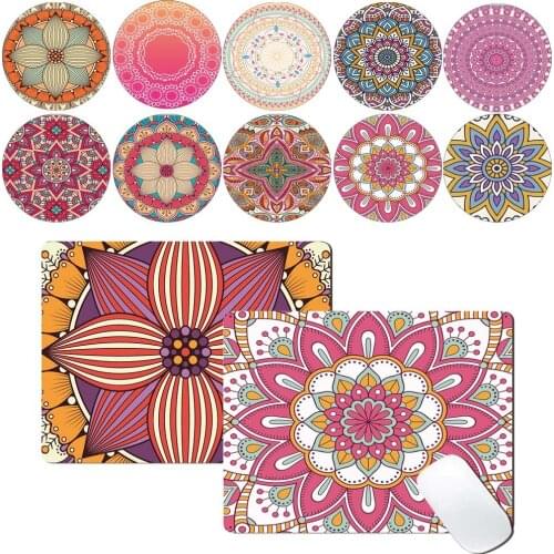 PU Leather Computer Mouse-pad Smooth Game Laptop Mouse Pad Mandala Pattern Smooth Waterproof Durable Gaming Mouse Mat