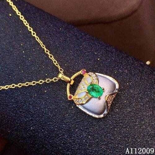 KJJEAXCMY fine jewelry 925 pure silver inlaid natural emerald girl new Pendant fashion Necklace support test hot selling