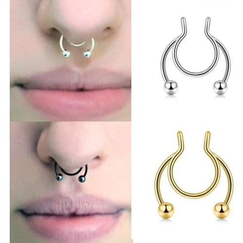 Unisex Fashion Stainless Steel Non Piercing Nose Clip Ring Stud Jewelry Accessories Fake Septum Nose Hoop Rings Body Jewelry