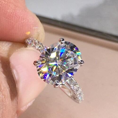 Pure 14K White Gold Moissanite Ring 2ct Carat Oval Cut GH Color Luxury Moissanite Ring Anniversary gift Engagement ring