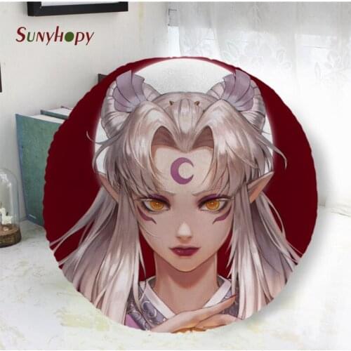 Inuyasha Round Decorative Cushion Cover Home Decor Peach Skin Pillowcase For Sofa 40cm50cm60cm In Diameter-WJY