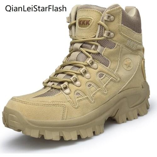 Men Hiking Shoes Tactical Real Leather Ankle Boot Waterproof Outdoor Delta Shoe Male Combat Military Boots Man Camping Sneakers