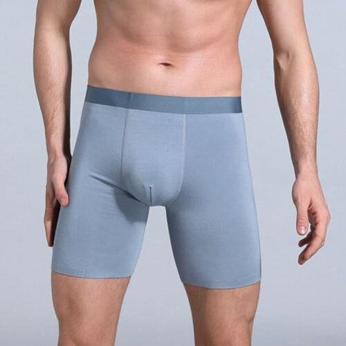 Men Underwear Long Boxer Shorts Mens Cotton Long Leg Boxers Underpants for High Quality Sexy Pouch Panties