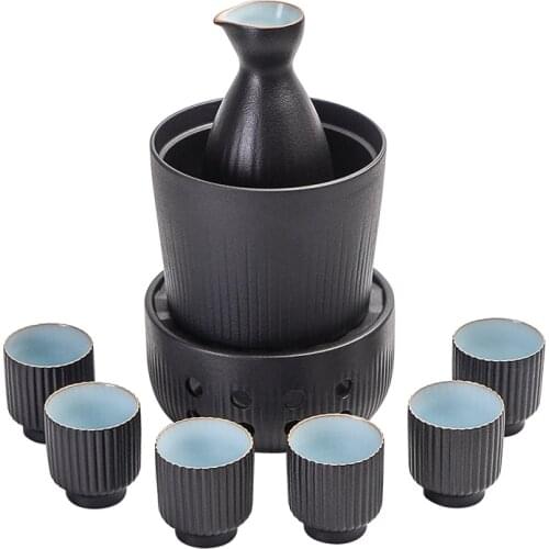 Handmade Ceramics Hip Flask Set Classic Japanese Style Light Luxury Sake Cups Set Home Round Flasque Alcool Drinkware EJ50HF