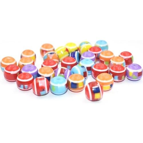 NEW Fashion 8mm 400pcs 10mm 200pcs Mix Color Print loose Round Resin Beads For Girls Beaded Necklace Jewelry Making Accessories