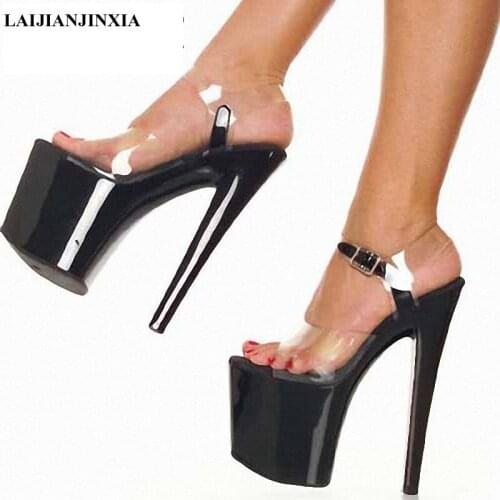 LAIJIANJINXIA New Black Red White Womens Platform Sandals Pole Dancing Shoes 8 Inch High Heels Shoes Nightclub Fashion Shoes