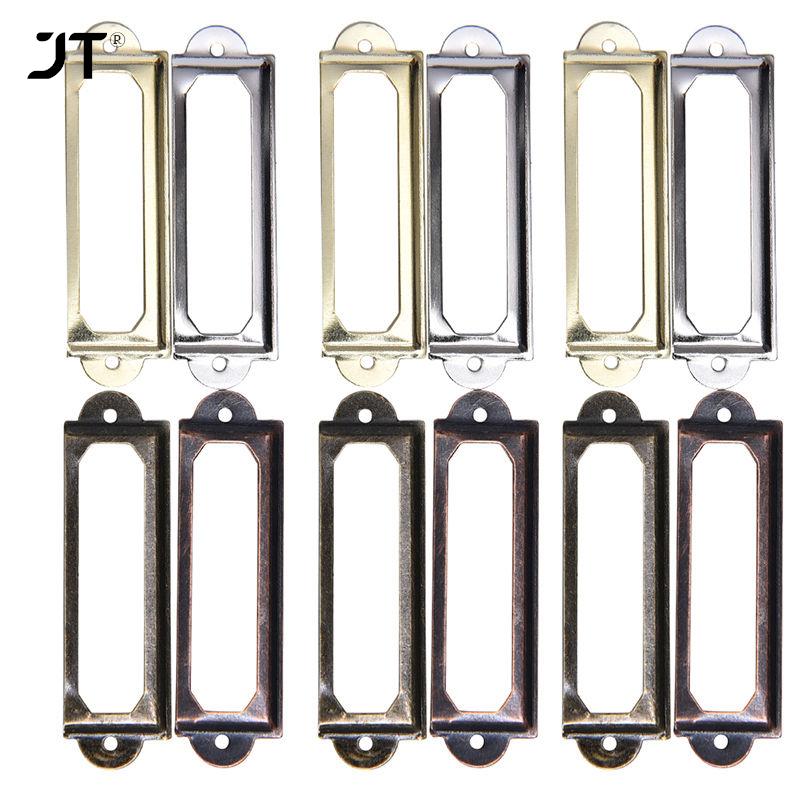 New 10Pcs Label Holder Metal Furniture Cabinet Drawer Box Case Bin Pull Frame Handle File Name Card Holder Iron Label Holders