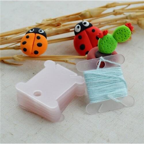 Oneroom Hot Selling 100 pcs Plastic Thread Bobbins for Embroidery Floss Craft Storage Holder board Card Color Random