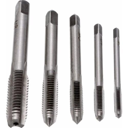PDTO 5pcs M3 M4 M5 M6 M8 HSS Machine Hand Screw Thread Tapper Drill Metric Plug Tap Set Kit for Machine Hand Tools